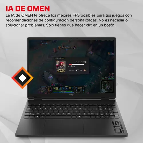 HyperX OMEN 15 inch Gaming Laptop PC 15-gb0014ns AMD Ryzen 7 260 38,9 cm (15.3") 2K 24 GB DDR5-SDRAM NVIDIA GeForce RTX 5060 Wi-Fi 6 (802.11ax) Windows 11 Home AI PC Negro - Imagen 8