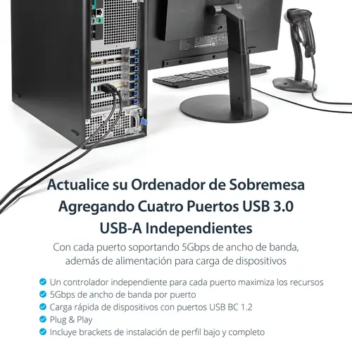 Adaptador Tarjeta PCI Express PCI-E 4 Puertos USB 3.0 UASP 2 Canales de 5Gbps con Alimentación Molex SATA - Imagen 9
