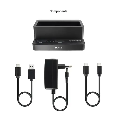Docking Station USB-C 3.2 Gen 2 Dos Bahías para SSD M.2 NVMe + Bahía para 2,5"- 3,5" para HDD + Clonador, Negro - Imagen 7