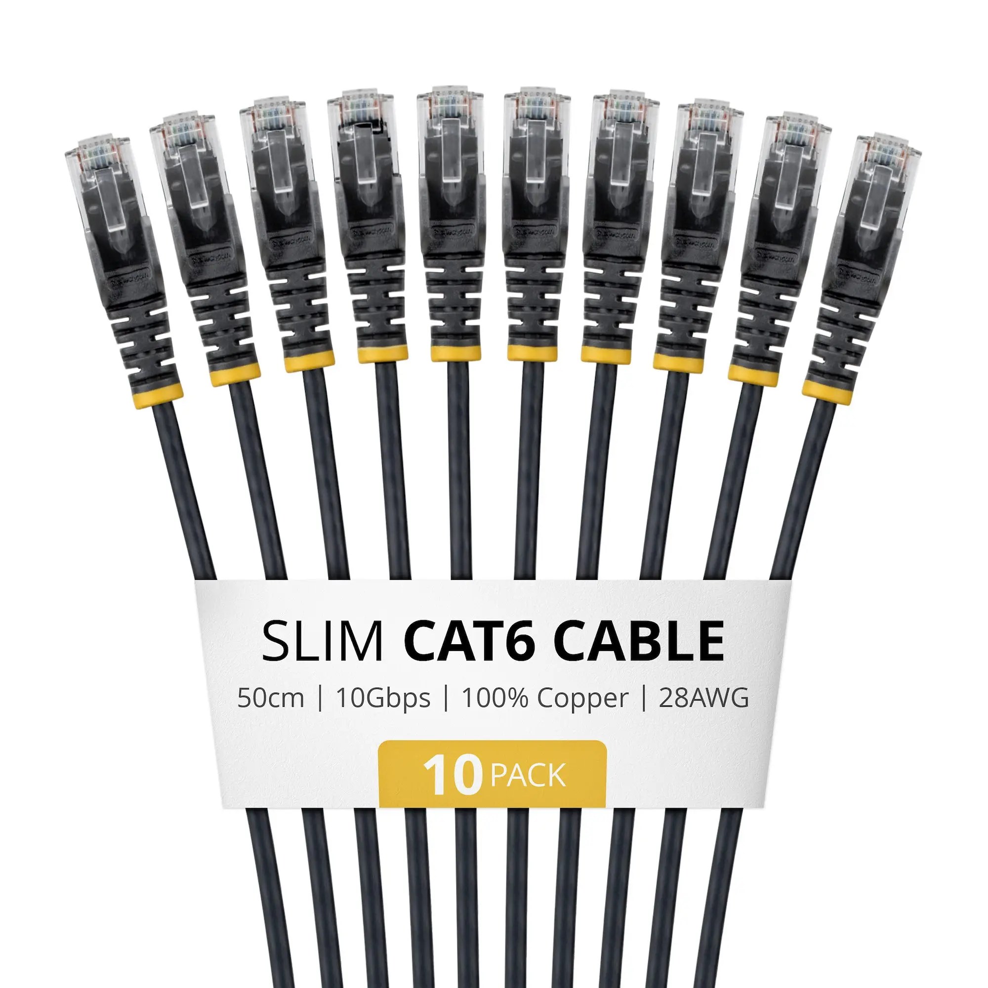 N6PAT50CMBKS10PK cable de red Negro 0,5 m Cat6 U/UTP (UTP)