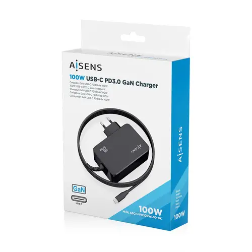 Cargador GaN 100W PD3.0 1xUSB-C 1.8m, Negro - Imagen 7