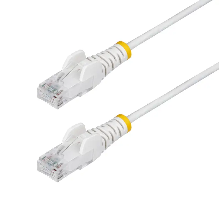 Cable de Red Ethernet CAT6 Delgado sin Enganches Blanco de 7m - Cable RJ45 Snagless Slim 28AWG - Alambre de Cobre Puro - PoE 100W - con Alivios de Tensión - LSZH - Probado con Fluke