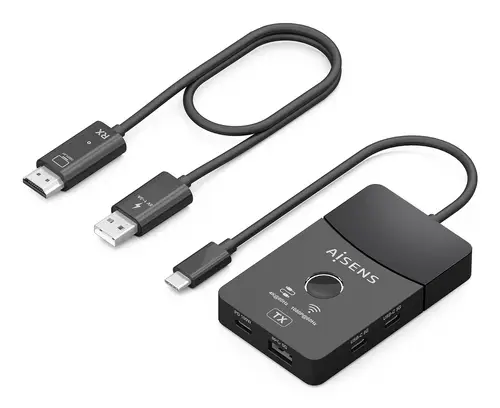 Docking USB-C a HDMI 1080P@60Hz (Inalámbrico) 30M, 1xHDMI 4K60HZ (Cable) 2xUSB-C 1xUSB-A 1xUSB-C PD 100W, Negro - Imagen 2