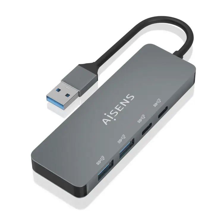 Hub USB 3.2 Gen2 10G USB-A, USB-A/M-2xUSB-C/H-2xUSB-A/H, Gris, 15cm