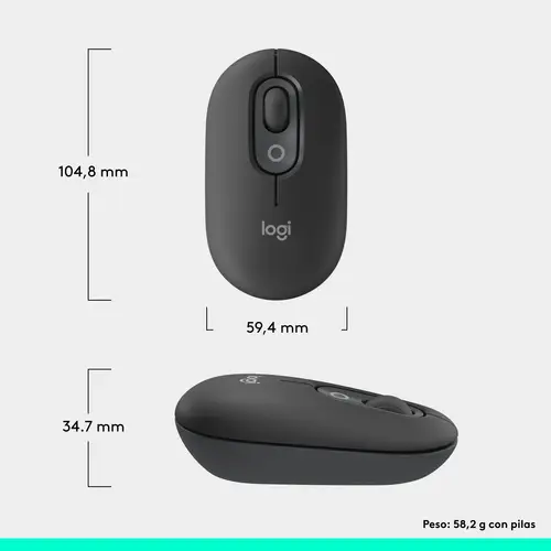 POP Mouse, ratón inalámbrico Bluetooth compacto y portátil con botones programables y clics discretos, tecnología Easy-Switch para alternar hasta 3 dispositivos, portátil, tablet, PC: grafito - Imagen 9