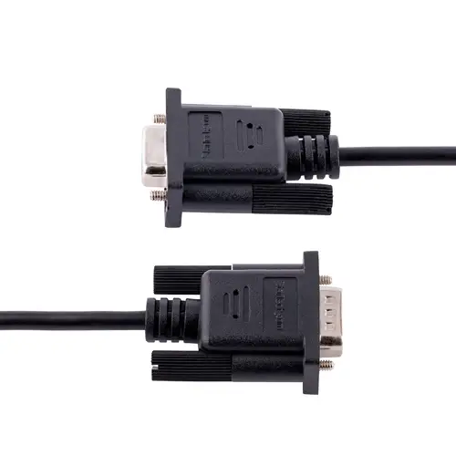 Cable 3m Serie RS232 para Módem Nulo, Crossover Cruzado Serial con Blindaje de Al-Mylar, Cable DB9 de Puerto COM Hembra a Macho Compatible con Dispositivos DTE - Imagen 3