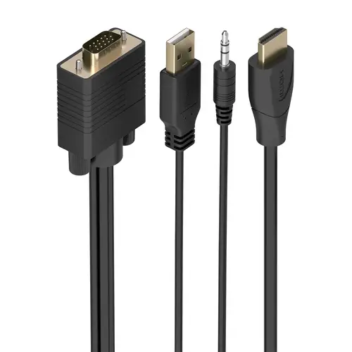 Cable Conversor SVGA+Audio a HDMI, SVGA/M+Jack 3.5/M+USB-A/M-HDMI A/M, Negro, 1.0m - Imagen 1