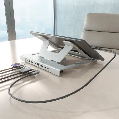 Soporte de Sobremesa Ajustable para Portatil / Tablet con USB-C Docking 7 en 1, Gris - Imagen 6