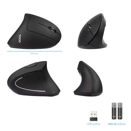 Ratón Inalámbrico Ergonómico Vertical 3200 DPI, 6 botones, Negro - Imagen 3