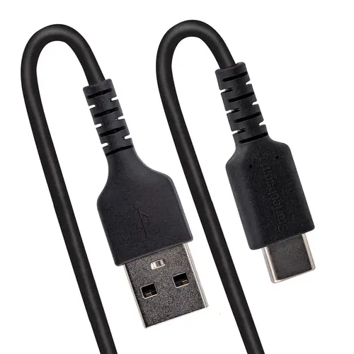 Cable de 50cm de Carga USB A a USB C, Cable USB Tipo C Rizado de Carga Rápida y Servicio Pesado, Cable USB 2.0 A a USBC, de Fibra de Aramida Resistente, Negro - Imagen 5