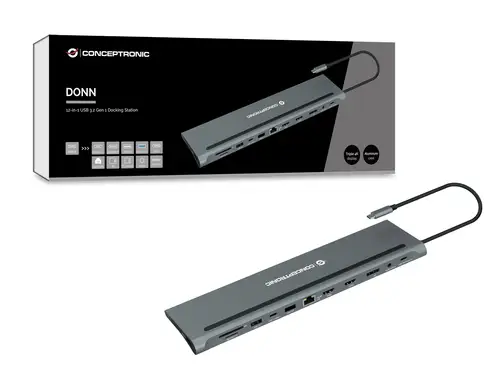 DONN17G base para portátil y replicador de puertos Alámbrico USB 3.2 Gen 1 (3.1 Gen 1) Type-C Gris - Imagen 7