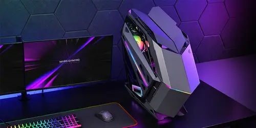 MC-TITAN, Caja Gaming RGB XXL ATX, Doble Tira LED e Iluminación Frontal ARGB, Hub Iluminación + Mando a Distancia, Compatible con Placas Base ARGB, Soporte Refrigeración Líquida, Negro - Imagen 4