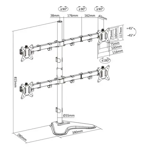 Soporte de mesa articulado para monitor cuádruple de 17"-32 - Imagen 9