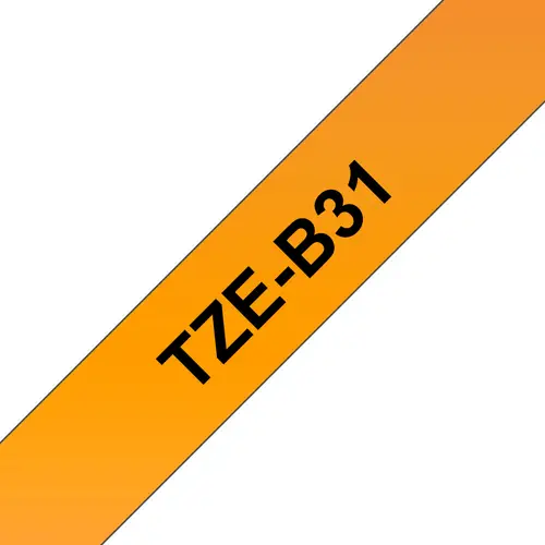 TZE-B31 cinta para impresora de etiquetas Negro sobre naranja fluorescente - Imagen 1