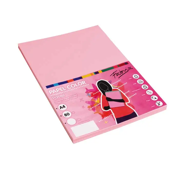 PAQ. 100H PAPEL FABRISA 80GR A4 ROSA CLARO