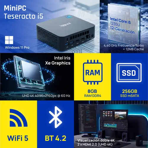 Mini PC Teseracto i5 1235U 8+256GB 2xHDMI - Imagen 5