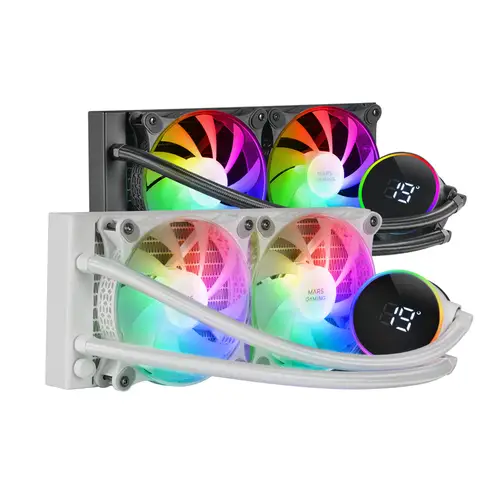 ML-LCD240, Refrigeración Líquida AIO, TDP 500W, 2x Ventiladores FDB ARGB 120mm, Pantalla LCD con Monitoreo de Temperatura, Bomba Opti-Chamber 3rd Gen, Multisocket Universal, Blanco - Imagen 2