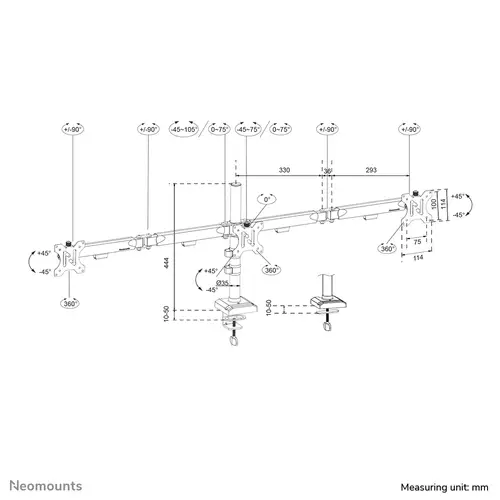 DS60-600BL3 Brazo de monitor 10-27" - Quick-fix - Tope-a-180° - Imagen 17