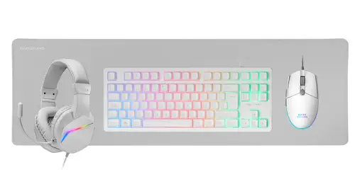 MCP-RGB3, Pack Gaming Teclado Fixed RGB + Ratón Gaming RGB Flow 3200 DPI + Auriculares Over-Ear RGB + Alfombrilla XXL, Blanco, Idioma Español - Imagen 2