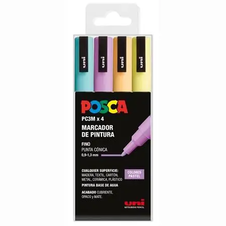 POSCA MARCADOR  PC-3M/4C NO PERMANENTE PUNTA FINA 0.9MM-1.3MM COL..