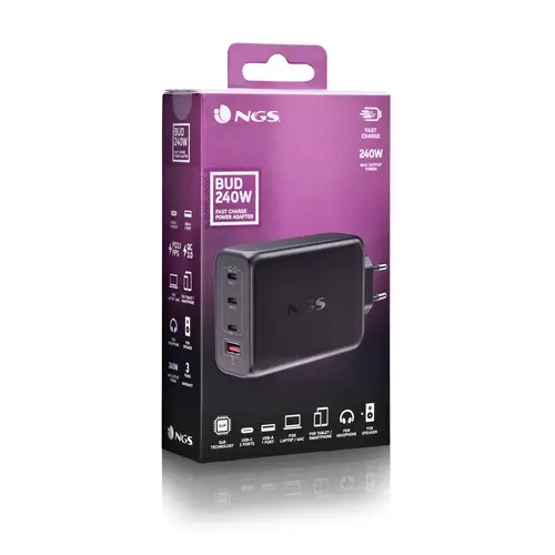 BUD 240W Universal Negro Corriente alterna Carga rápida Interior - Imagen 5