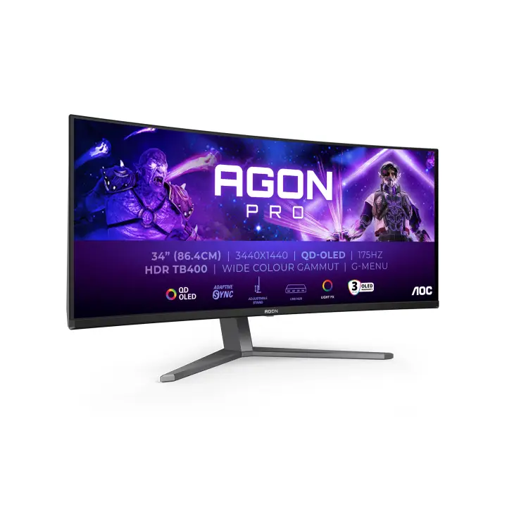 AGON PRO AG346UCD pantalla para PC 86,4 cm (34") 3440 x 1440 Pixeles Wide Quad HD QD-OLED Negro, Gris