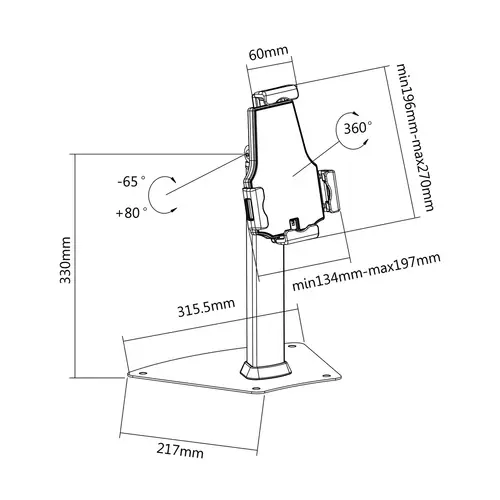 Soporte Antirobo de Sobremesa Ajustable (1 Pivote) para Tablet, Negro - Imagen 5