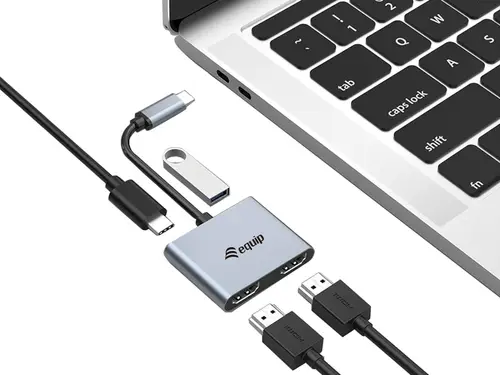 Adaptador USB-C 4 en 1 Dual HDMI, USB 3.0, 100W USB PD - Imagen 2