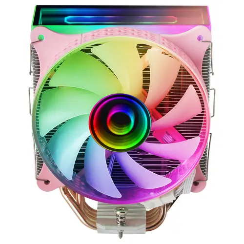 MCPU-VR Rosa, Disipador CPU, Doble Espejo Infinito ARGB, 4 Heatpipes HCT, TDP 180W, Ventilador Ultra-silencioso PWM 12cm - Imagen 3