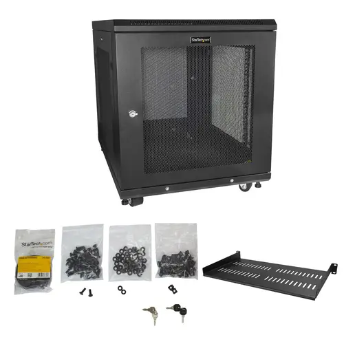 Armario Rack para Servidores 12U 19" 4 Columnas - Rack de Servidores con Cerradura y Seguro - Rack con Ruedas y Carriles de Montaje Ajustables para Equipo de Red - Imagen 3