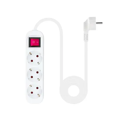 Regleta de Enchufes con 3 Tomas con Interruptor, 1.4 m, Blanco - Imagen 2