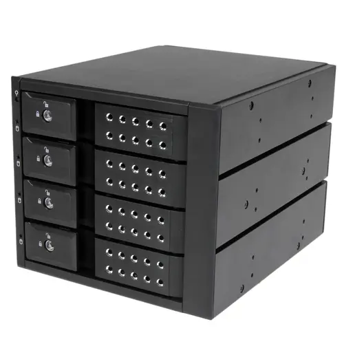 Rack Móvil Backplane de 4 Bahías de Intercambio en Caliente - Rack Móvil Hot Swap sin Bandeja para Unidades de DD SSD de 3,5in SAS II/SATA III - 6 Gbps - Imagen 1