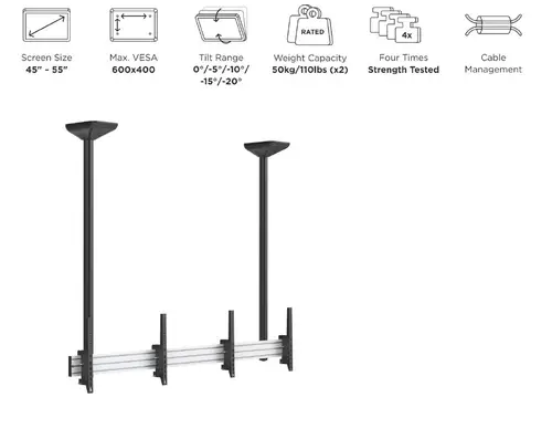 650373 Soporte de techo para doble pantalla de 45"-55 - Imagen 9
