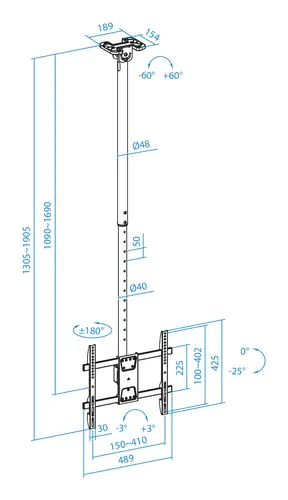 Soporte de Techo para Pantallas 32"-75", Negro - Imagen 8