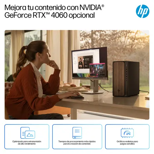 OmniDesk Desktop AI M03-0012ns PC Intel Core Ultra 5 225 16 GB DDR5-SDRAM 1 TB SSD Windows 11 Home Torre AI PC Madera, Negro - Imagen 2
