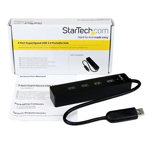 Adaptador Concentrador Hub Ladrón USB 3.0 (5Gbps) Super Speed Portátil de 4 Puertos Salidas - Negro - Imagen 4