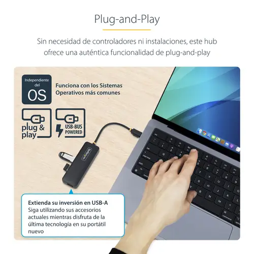 Hub USB-C de 4 Puertos - Ladrón USB Tipo C a 4 Puertos USB-A - Alimentado por el Bus - USB 3.0 de 5Gbps - Hub Portátil USB para Viajes - Protección de Sobrecorriente - Imagen 14