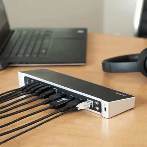 Docking Station USB 3.0 2x DisplayPort y HDMI 4K para 3 Monitores - Hub 5x USB-A (1x Fast Charge) - Audio de 3,5mm - Red GbE - Replicador de Puertos USB-A - Mac y Windows - Imagen 5