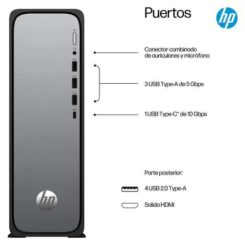 OmniDesk Slim Desktop S03-0020ns PC Intel® Core i3 i3-14100 8 GB DDR5-SDRAM 512 GB SSD FreeDOS Torre Plata - Imagen 2