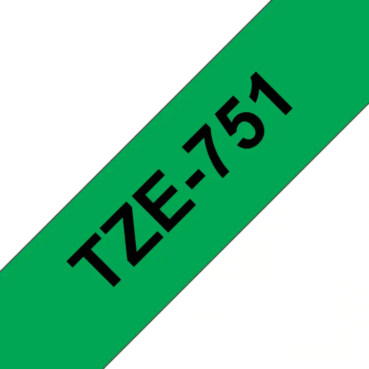 TZE-751 cinta para impresora de etiquetas Negro sobre verde