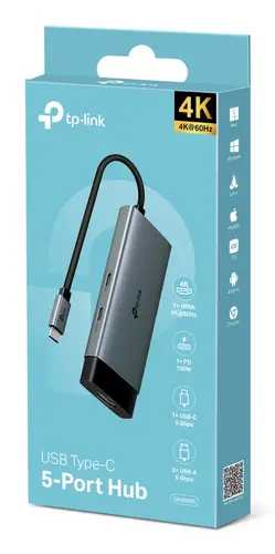 UH5020C hub de interfaz USB Tipo C 5000 Mbit/s Gris - Imagen 2