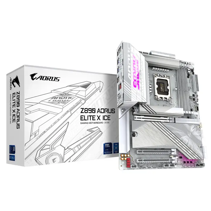 Placa base Z890 AORUS ELITE X ICE - Compatible con CPUs Intel Core Ultra (Serie 2), VRM de 16+1+2 fases, hasta 9500MHz DDR5 (OC), 1xPCIe 5.0 + 4xPCIe 4.0, Wi-Fi 7, LAN 2.5GbE, Thunderbolt 4