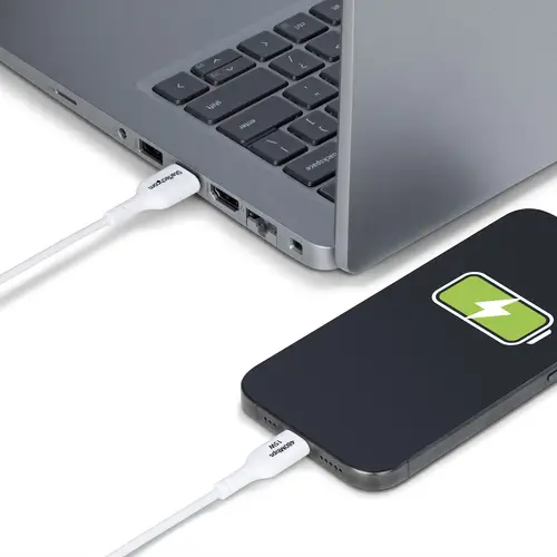 Cable de Carga USB-A a USB-C Blanco de 2m - Cable de Carga USB Tipo C - Carga Rápida de 3A - Cable de Transferencia de Datos USB 2.0 - TPE - Imagen 7