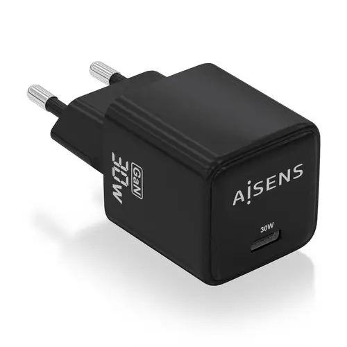 Cargador Gan 30W, 1xUSB-C PD3.0 QD4.0, Negro - Imagen 1