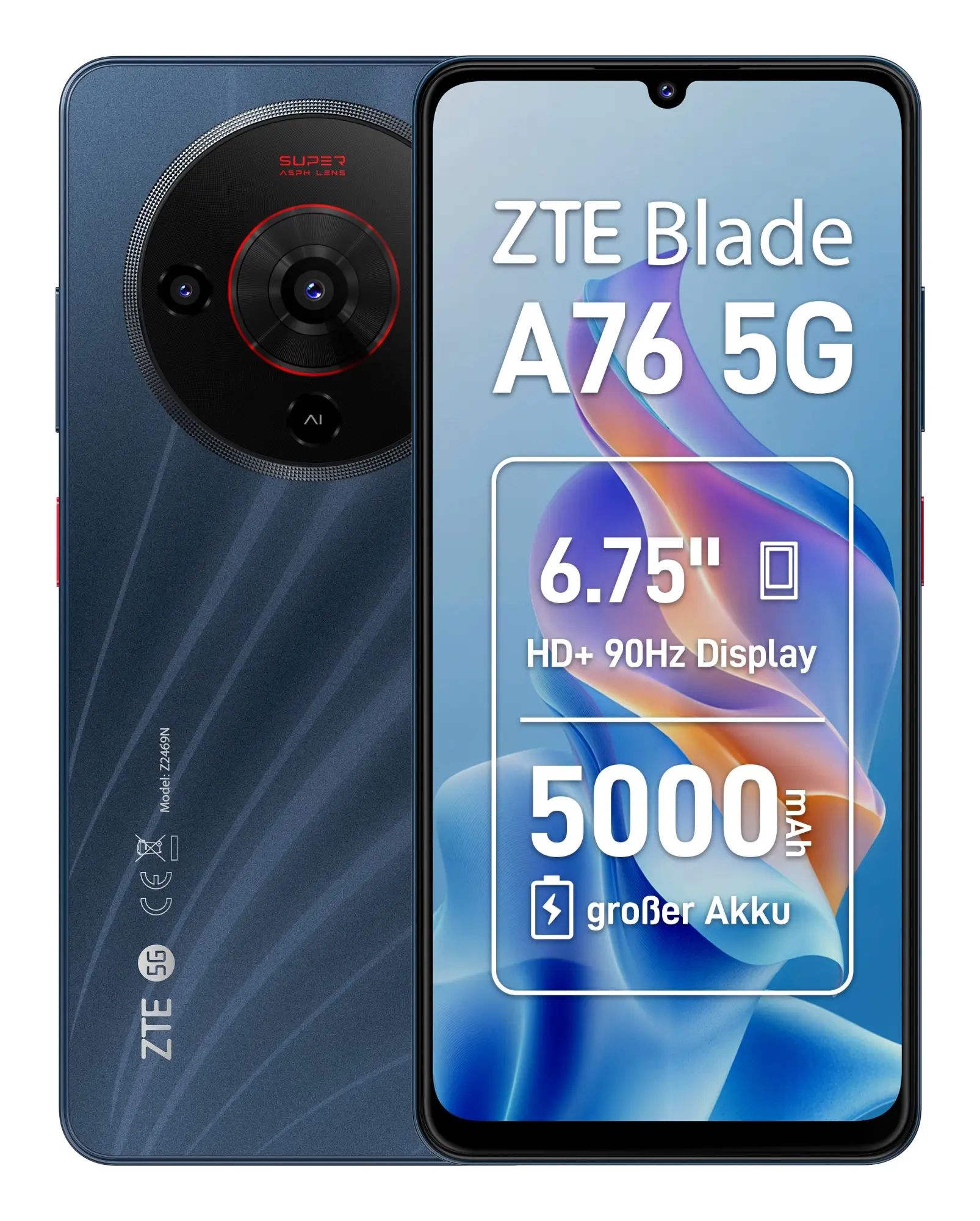 Blade A76 5G 17,1 cm (6.75") SIM doble USB Tipo C 6 GB 128 GB 5000 mAh Negro