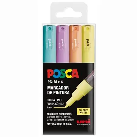 POSCA MARCADOR  PC-1M/4C NO PERMANENTE PUNTA FINA 0.7MM COLORES S..