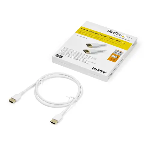 Cable de 1m HDMI 2.0 Certificado Premium de alta velocidad con Ethernet - Durable - UHD 4K 60Hz - con Fibra de Aramida - HDMI 2.0 - TPE - para Monitores y TV - Blanco - Imagen 4