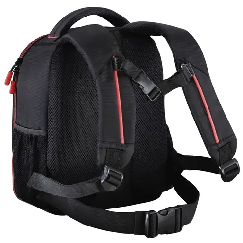 Mochila para equipo fotográfico, Funda tipo mochila para cámara réflex, compartimientos extraíbles, color negro y rojo - Imagen 3