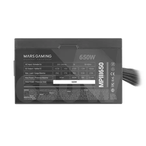 MPIII650, Fuente Alimentación PC ATX 650W, 5 Años de Garantía, 85% Eficiencia, Sistema Digital APFC, Ventilador FDB 120mm AI-RPM, Tecnologías DC-DC y SMD, Cables Planos Extralargos, Negro - Imagen 3