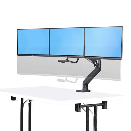 Soporte VESA de Sobremesa para Tres Monitores de 27 Pulgadas - 75x75/100x100 - Brazo de Soporte para 3 Monitores - Grommet o Mordaza - Ajuste sin Herramientas - Brazo con Resorte - Imagen 5